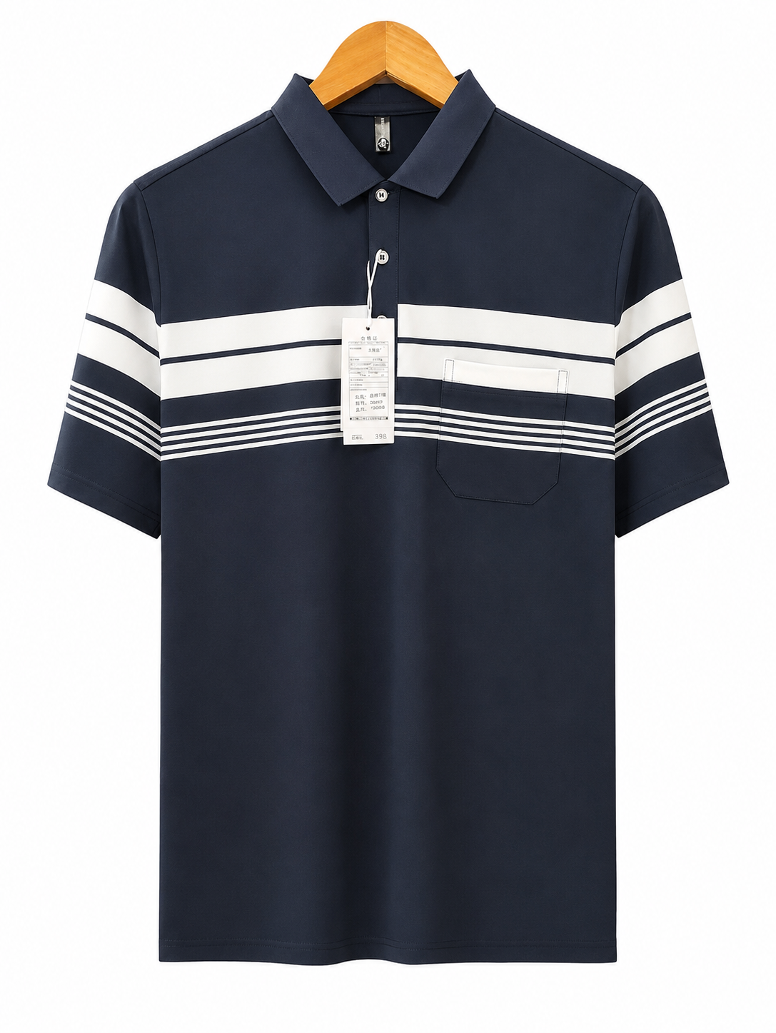 Navy stripe polo shirt
