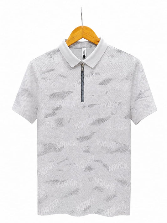 Premium grey zip polo shirt