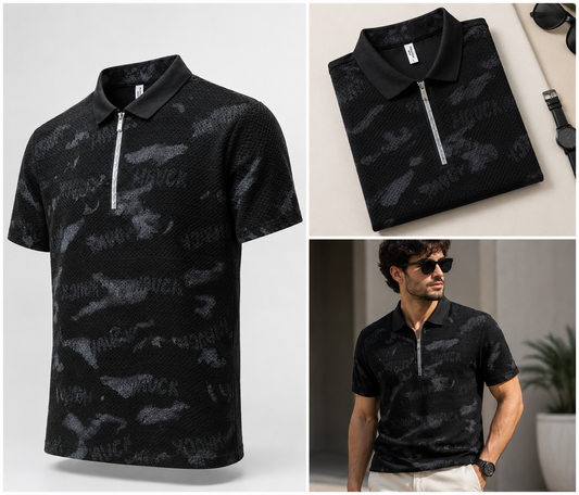Midnight Camo Half-Zip Polo